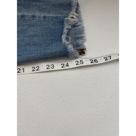 Free People Distressed Knee Fray Hem Denim Jeans Light Wash Size 25 - Picture 7 of 8